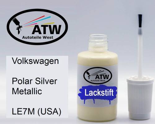 Volkswagen, Polar Silver Metallic, LE7M (USA): 20ml Lackstift, von ATW Autoteile West.